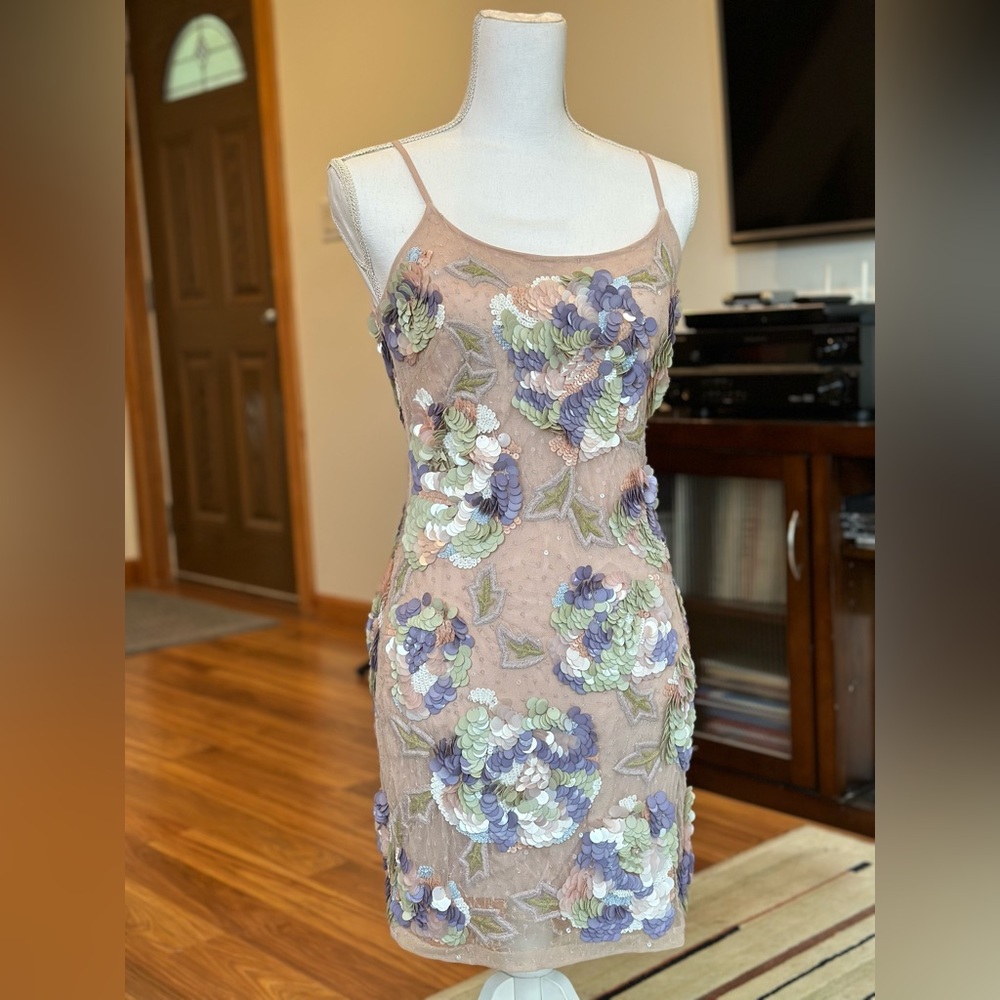 Collective Bebe Sequin Spaghetti Strap Dress Size… - image 1